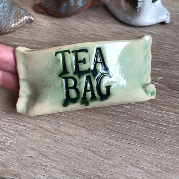Vintage mini Pottery decor lot of flour sacks tea bag holder - Picture 6 of 11
